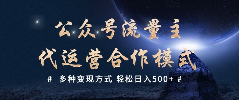 公众号流量主代运营  多种变现方式 轻松日入5张【揭秘】-猴哥VIP资源站