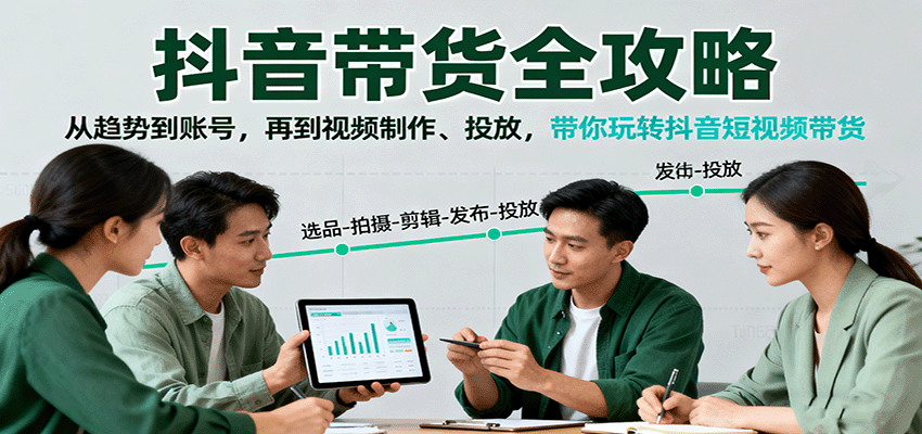 抖音带货全攻略：从趋势到账号，再到视频制作、投放，带你玩转抖音短视频带货-猴哥VIP资源站