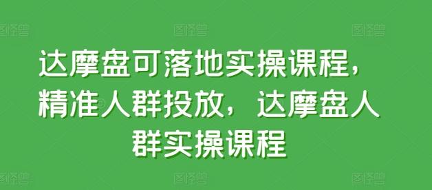 达摩盘可落地实操课程，精准人群投放，达摩盘人群实操课程-猴哥VIP资源站