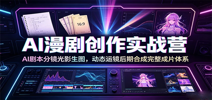 AI漫剧创作实战营:AI剧本分镜光影生图,动态运镜后期合成完整成片体系-猴哥VIP资源站