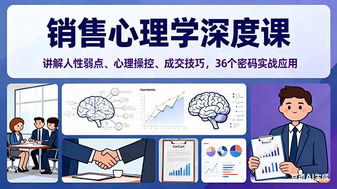销售心理学深度课，讲解人性弱点、心理操控、成交技巧，36个密码实战应用-猴哥VIP资源站