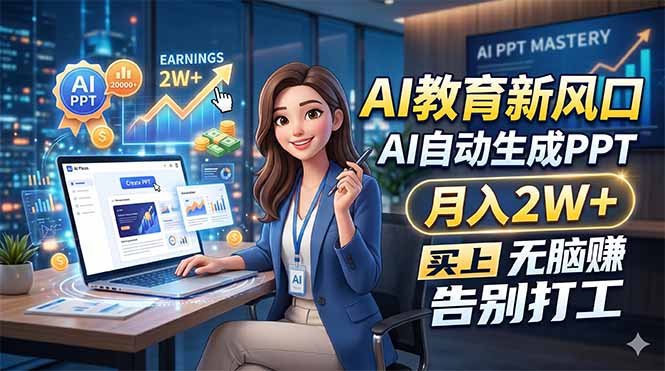 AI教育新风口，AI自动生成PPT，月入2W+，无脑赚，告别打工-猴哥VIP资源站