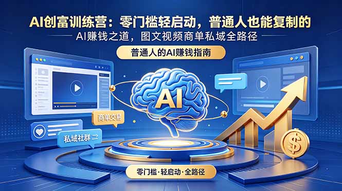 AI创富训练营：零门槛轻启动，普通人也能复制的AI赚钱之道，图文视频商单私域全路径-猴哥VIP资源站