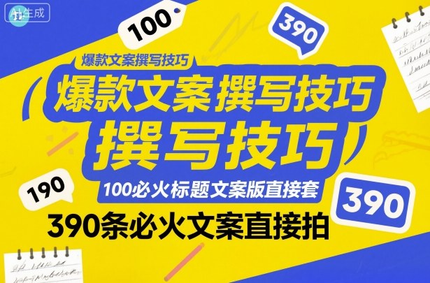 爆款文案撰写技巧，100个必火标题文案模版直接套，390条必火文案直接拍-猴哥VIP资源站
