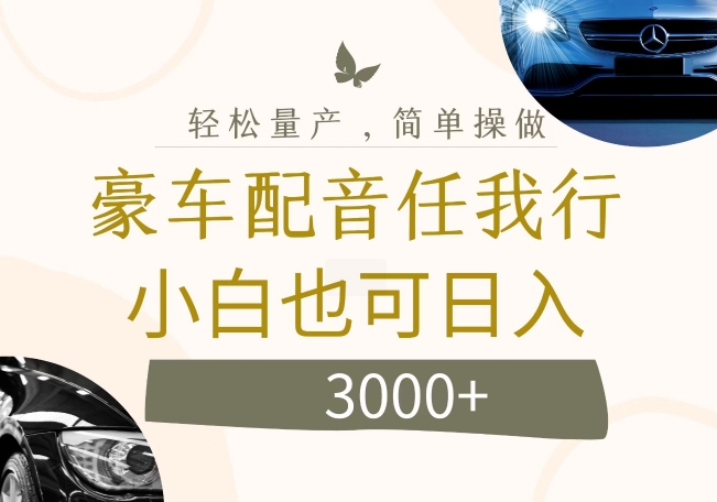 不为人知的暴力小项目，豪车配音，日入几张【揭秘】-猴哥VIP资源站