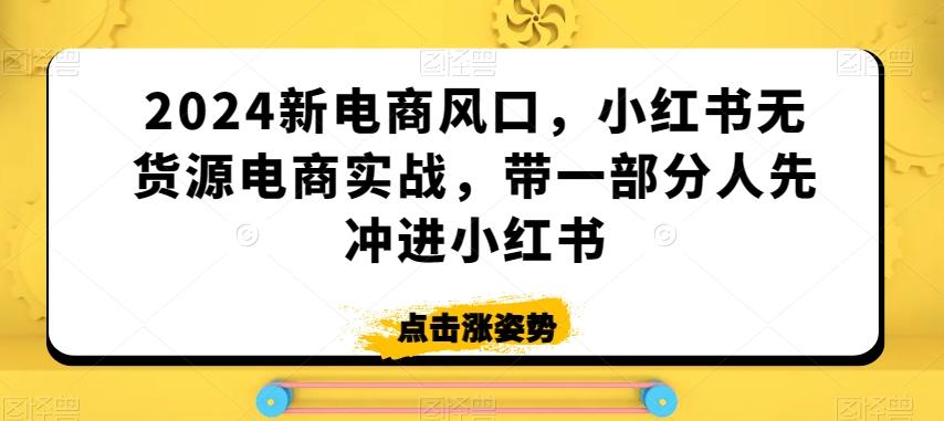 2024新电商风口，小红书无货源电商实战，带一部分人先冲进小红书-猴哥VIP资源站