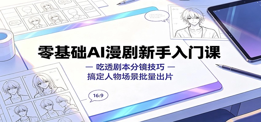零基础AI漫剧新手入门课:吃透剧本分镜技巧,搞定人物场景批量出片-猴哥VIP资源站