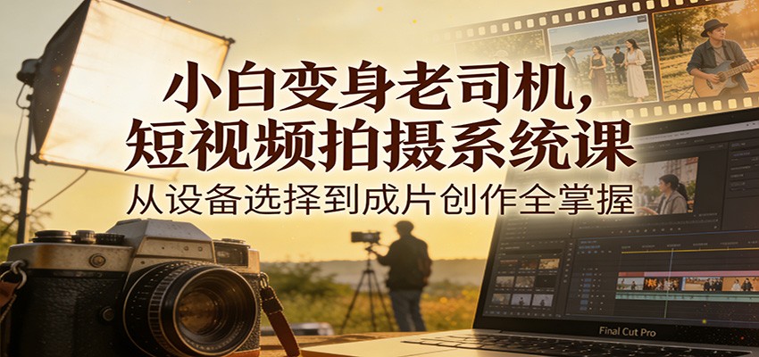 小白变身老司机，短视频拍摄系统课，从设备选择到成片创作全掌握-猴哥VIP资源站