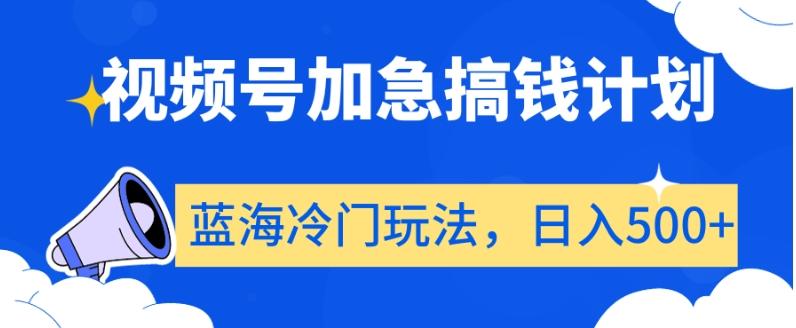 视频号加急搞钱计划，蓝海冷门玩法，日入500+【揭秘】-猴哥VIP资源站