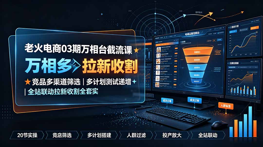 万相台截流课：竞品筛选·多计划测试·全站联动拉新收割全套实操-猴哥资源站