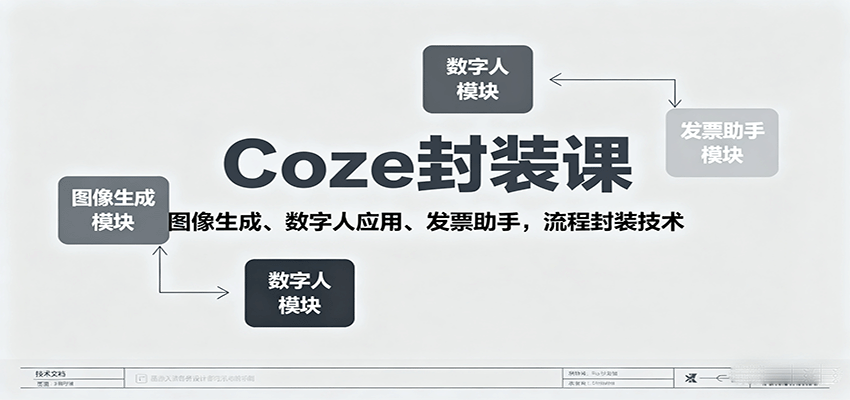 Coze封装课，图像生成、数字人应用、发票助手，流程封装技术-猴哥VIP资源站