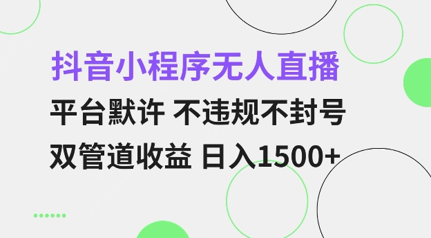 抖音小程序无人直播 平台默许 不违规不封号 双管道收益 日入多张 小白也能轻松操作【仅揭秘】-猴哥VIP资源站