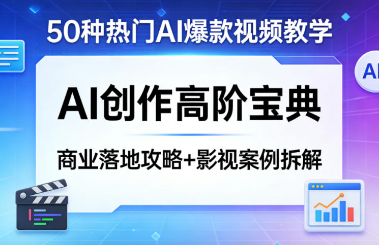 50种热门AI爆款视频教学，AI创作高阶宝典，商业落地攻略+影视案例拆解-猴哥VIP资源站