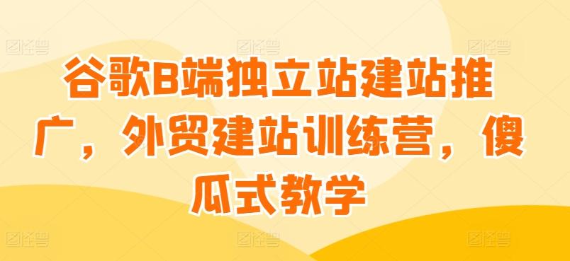谷歌B端独立站建站推广，外贸建站训练营，傻瓜式教学-猴哥VIP资源站