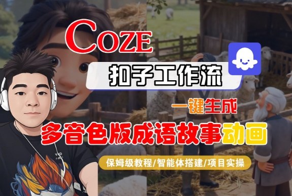 Coze扣子智能体工作流一键生成“多音色版成语故事“动画，全流程保姆级教学-猴哥VIP资源站