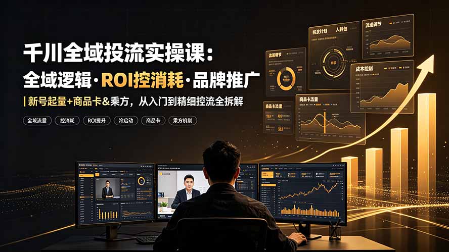 千川全域投流实操课:全域逻辑·ROI控消耗·品牌推广|新号起量+商品卡&乘方,从入门到精细控流全拆解-猴哥VIP资源站
