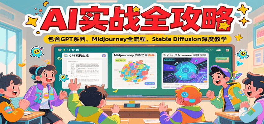 AI实战全攻略，包含GPT系列、Midjourney全流程、Stable Diffusion深度教学-猴哥VIP资源站