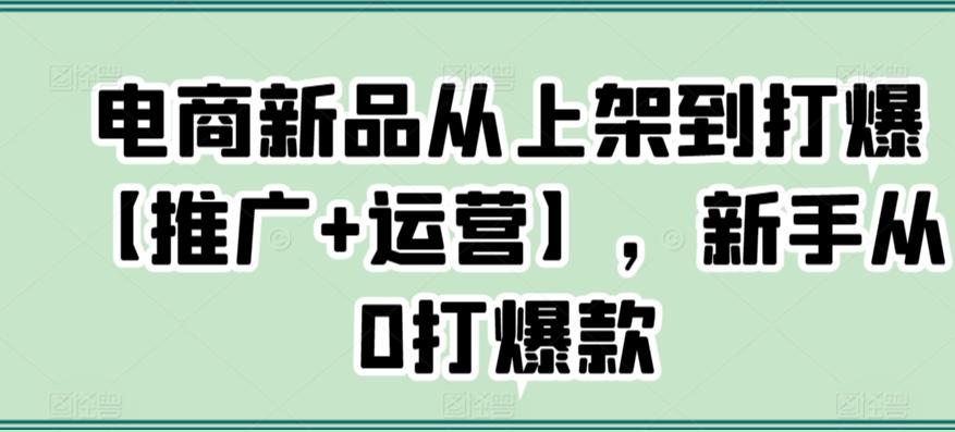 电商新品从上架到打爆【推广+运营】，新手从0打爆款-猴哥VIP资源站