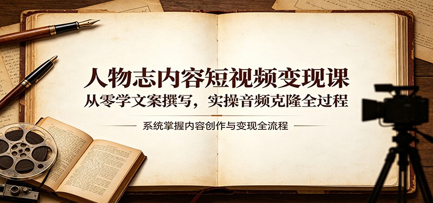 人物志内容短视频变现课：从零学文案撰写，实操音频克隆全过程-猴哥VIP资源站