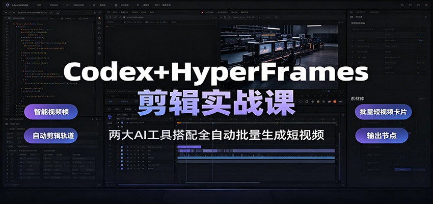 Codex+HyperFrames双AI联动，全自动批量生成短视频-猴哥资源站