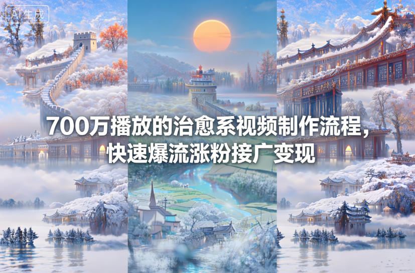 700万播放的治愈系视频制作流程,快速爆流涨粉接广变现-猴哥VIP资源站