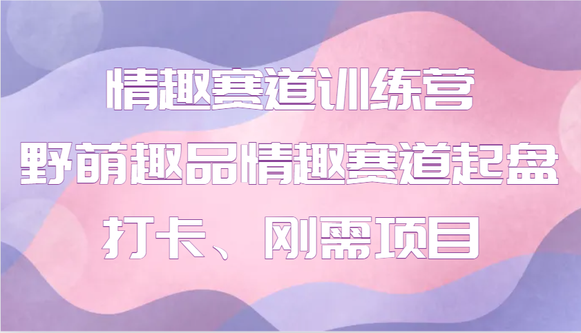 情趣赛道训练营 野萌趣品情趣赛道起盘打卡、刚需项目-猴哥VIP资源站