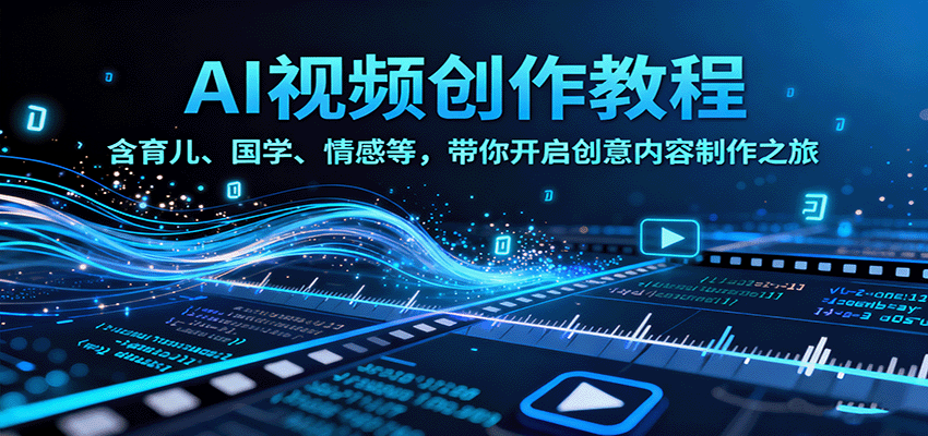 AI视频创富课，含育儿、国学、情感等，带你开启创意内容制作之旅-猴哥VIP资源站