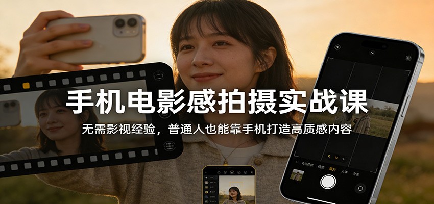 图片[1]-手机电影感拍摄实战课：无需影视经验，普通人也能靠手机打造高质感内容-猴哥VIP资源站