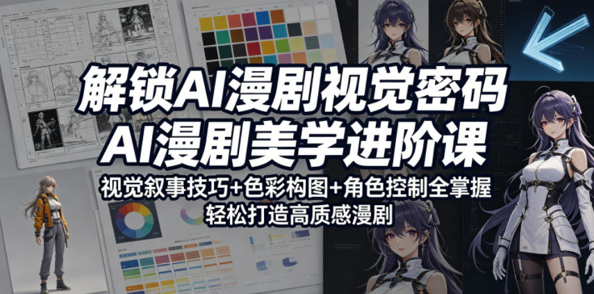 解锁AI漫剧视觉密码，AI漫剧美学进阶课，视觉叙事技巧+色彩构图+角色控制全掌握，轻松打造高质感漫剧-猴哥VIP资源站