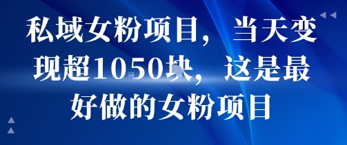 私域女粉项目，当天变现超1k，这是最好做的女粉项目，可放大操作-猴哥VIP资源站