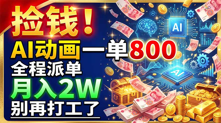 捡钱!AI动画一单800,全程派单,月入2W,别再打工了-猴哥VIP资源站