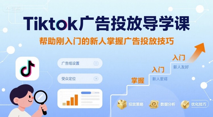 Tiktok广告投放导学课,帮助刚入门的新人掌握广告投放技巧-猴哥VIP资源站