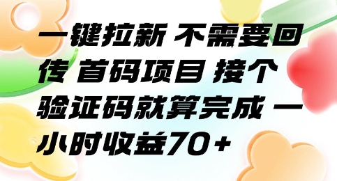一键拉新 不需要回传 首码项目 接个验证码就算完成 一小时收益70+【揭秘】-猴哥VIP资源站