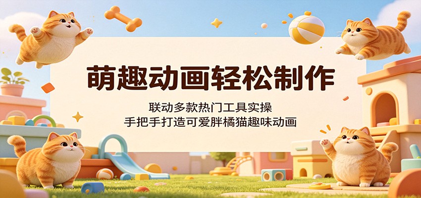 萌趣动画轻松制作，联动多款热门工具实操，手把手打造可爱胖橘猫趣味动画-猴哥VIP资源站