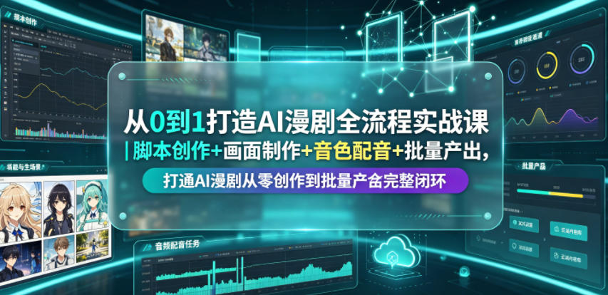 从0到1打造AI漫剧全流程实战课|脚本创作+画面制作+音色配音+批量产出,打通AI漫剧从零创作到批量量产完整闭环-猴哥VIP资源站