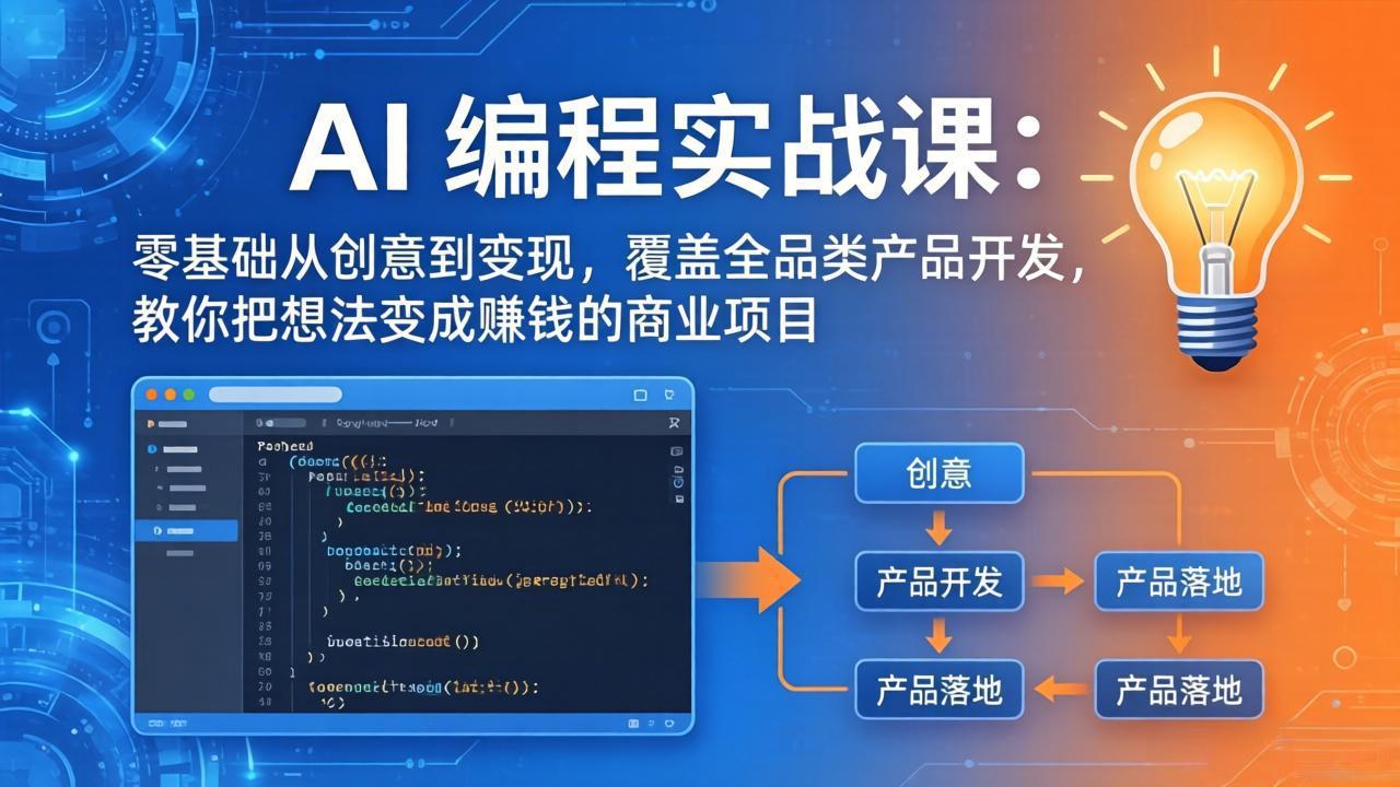 AI编程实战课-第三期-5月19更新:零基础从创意到变现,覆盖全品类产品开发,把想法变成赚钱项目-猴哥VIP资源站