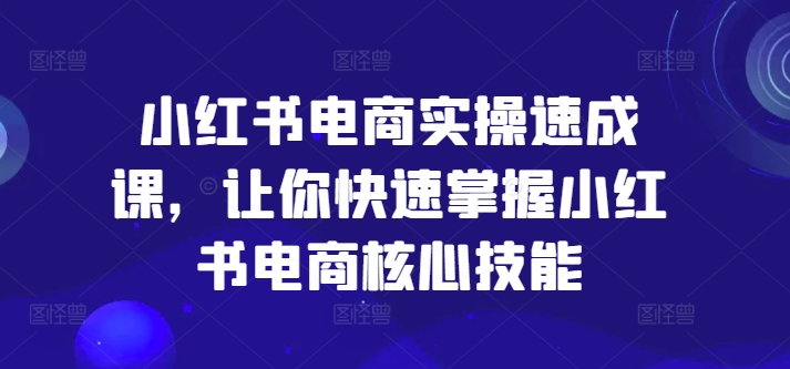 小红书电商实操速成课，让你快速掌握小红书电商核心技能-猴哥VIP资源站