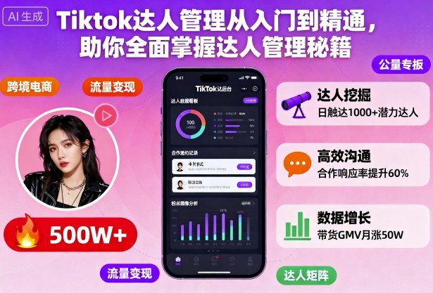 Tiktok达人管理从入门到精通，助你全面掌握达人管理秘籍-猴哥VIP资源站