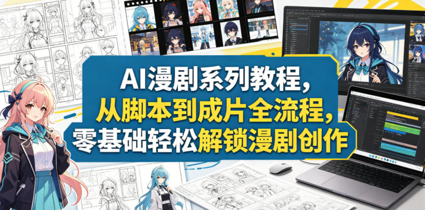 AI漫剧系列教程,从脚本到成片全流程,零基础轻松解锁漫剧创作-猴哥VIP资源站