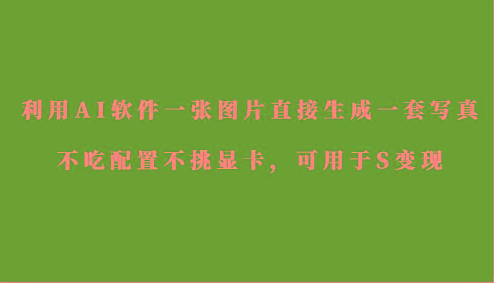 利用AI软件只需一张图片直接生成一套写真，不吃配置不挑显卡，可用于S变现-猴哥VIP资源站