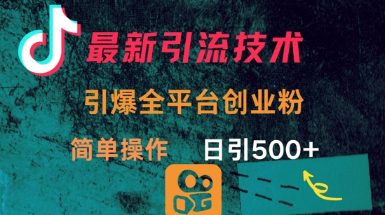 最新引流方法,引爆全平台的一个创业粉,简单操作日引300+
