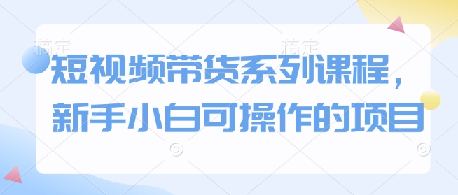 短视频带货系列课程，新手小白可操作的项目-猴哥VIP资源站
