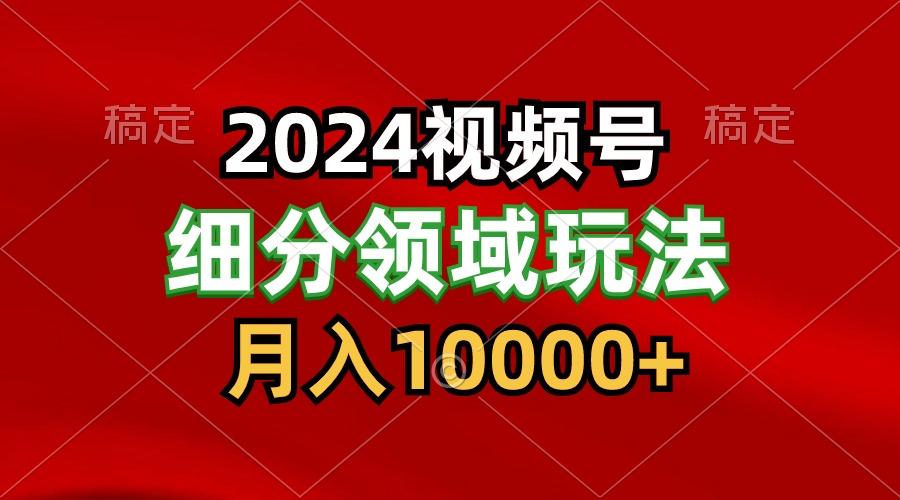 2024视频号分成计划细分领域玩法，每天5分钟，月入1W+-猴哥VIP资源站