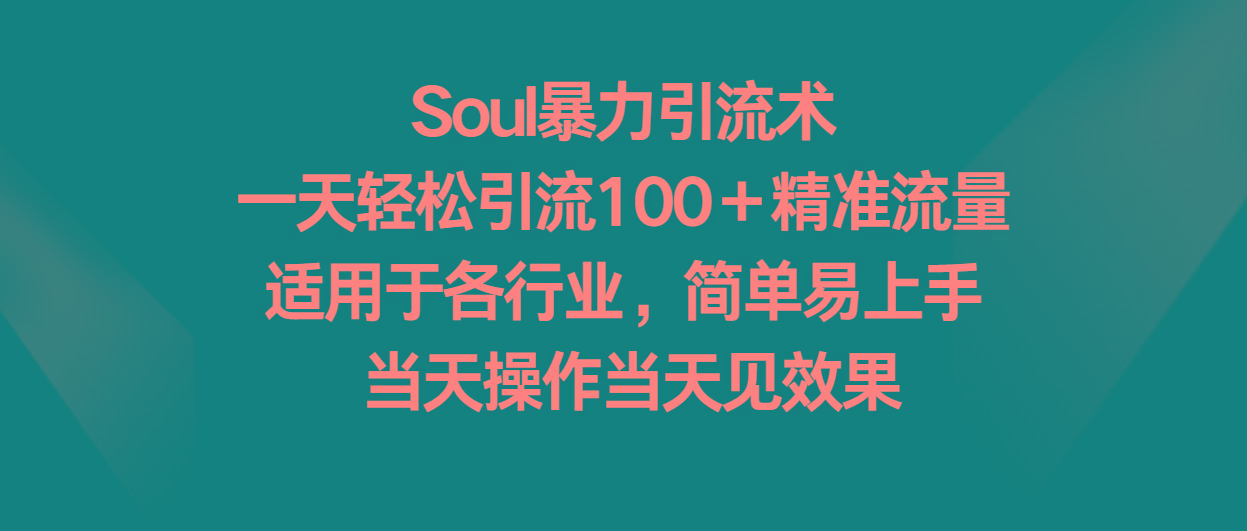 Soul暴力引流术,一天轻松引流100+精准流量,适用于各行业,简单易上手!-猴哥VIP资源站