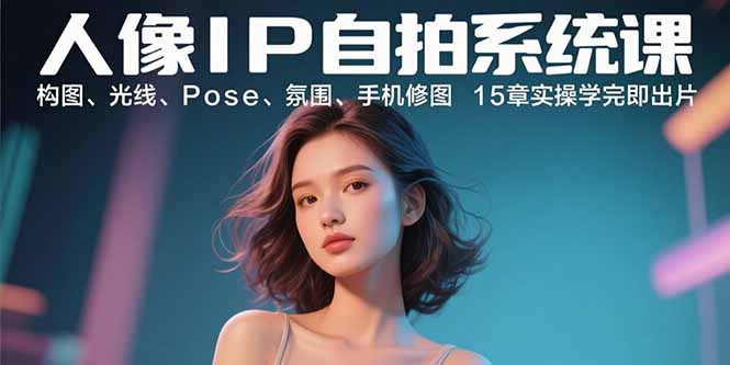 人像IP自拍系统课：构图、光线、Pose、氛围、手机修图 15章实操学完即出片-猴哥VIP资源站