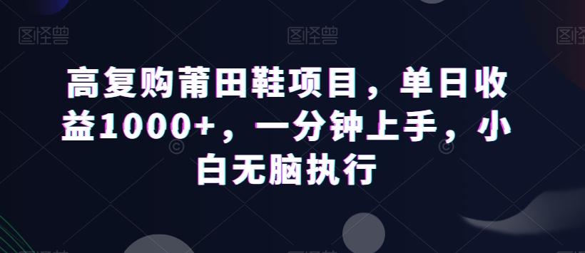 高复购莆田鞋项目，单日收益1000+，一分钟上手，小白无脑执行-猴哥VIP资源站