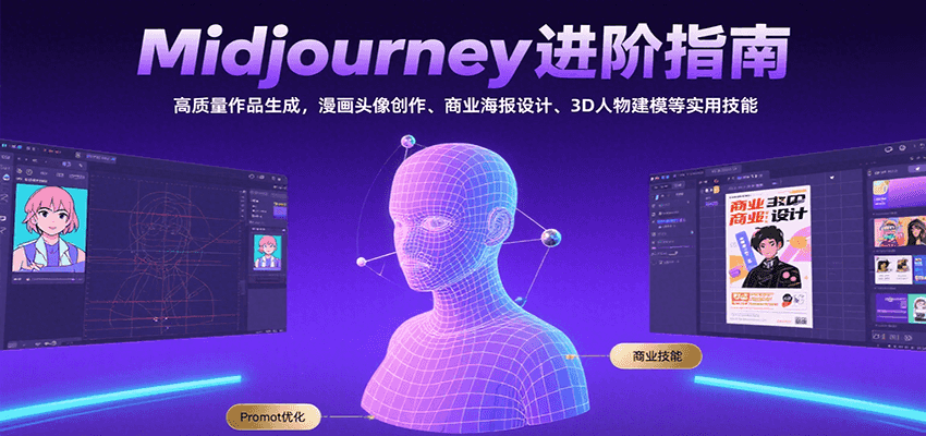 Midjourney进阶指南:高质量作品生成,漫画头像创作、商业海报设计、3D人物建模等-猴哥VIP资源站